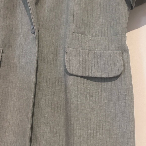 Vintage Embroidered Gray Midi Dress with Matching Blazer - Picture 6 of 8